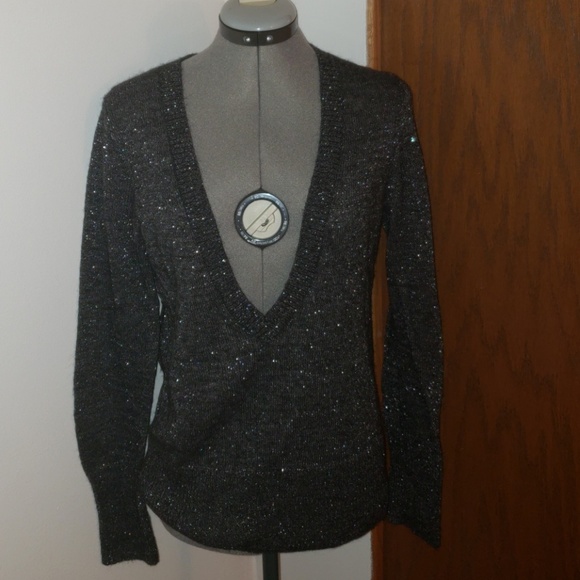 Express Sweaters - Express Black and Silver Sweater